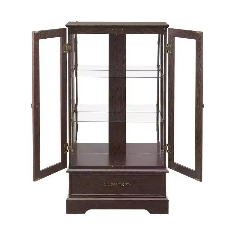 AndMakers 25.98 in. Display Cabinet with 1 Drawer and 2 Glass Doors