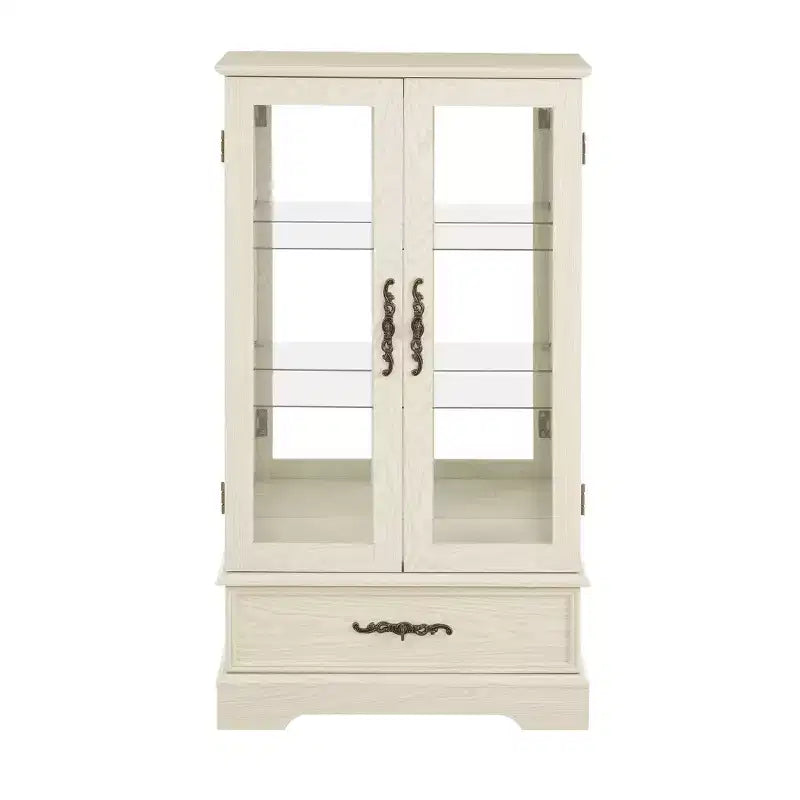 AndMakers 25.98 in. Display Cabinet with 1 Drawer and 2 Glass Doors