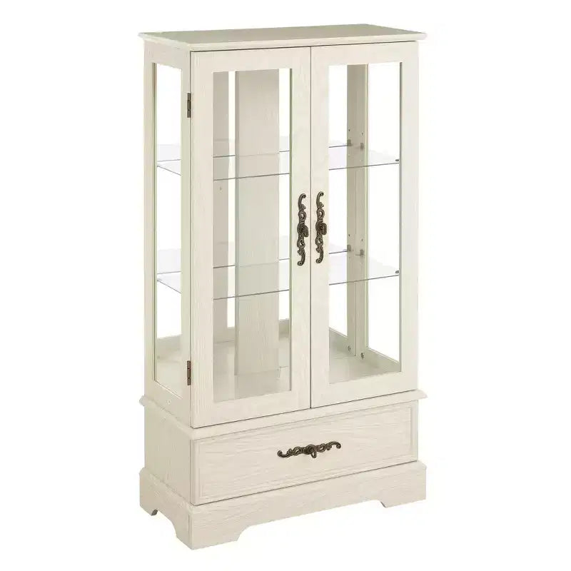 AndMakers 25.98 in. Display Cabinet with 1 Drawer and 2 Glass Doors