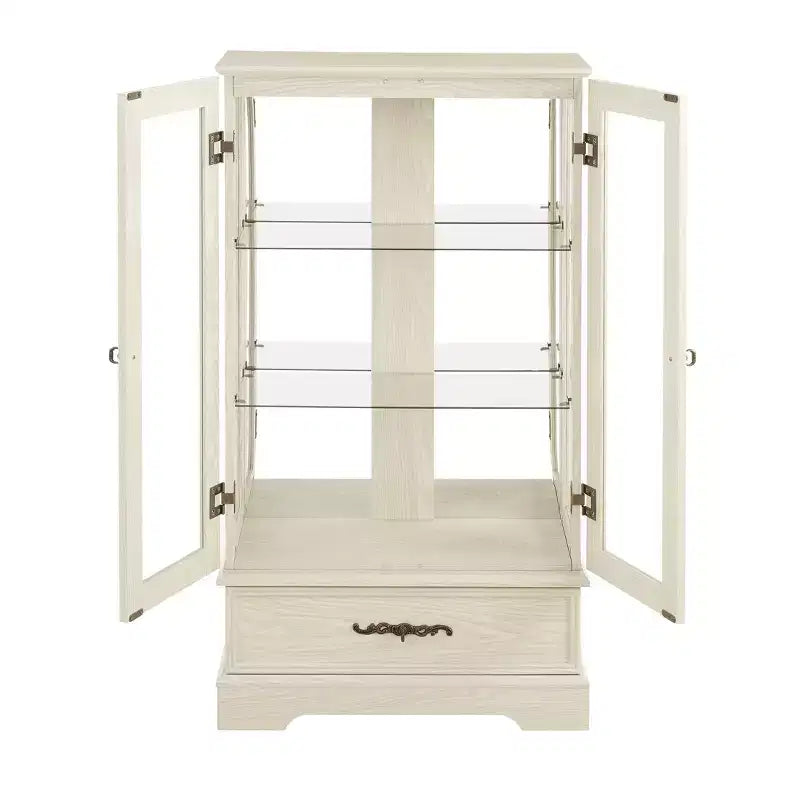 AndMakers 25.98 in. Display Cabinet with 1 Drawer and 2 Glass Doors