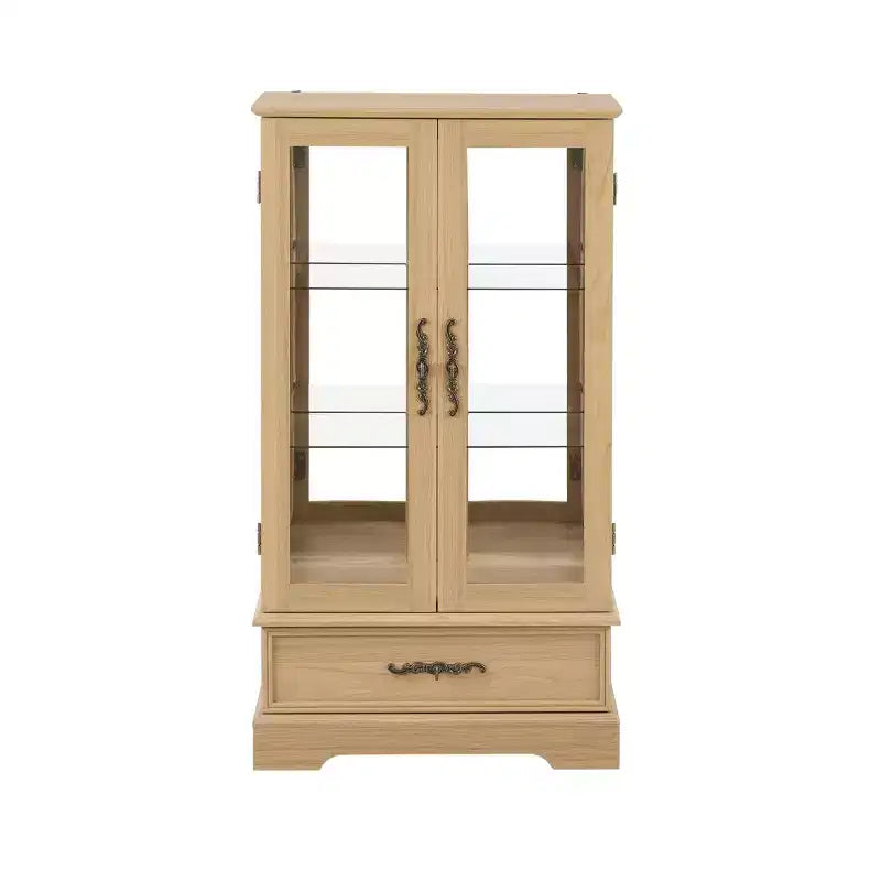 AndMakers 25.98 in. Display Cabinet with 1 Drawer and 2 Glass Doors