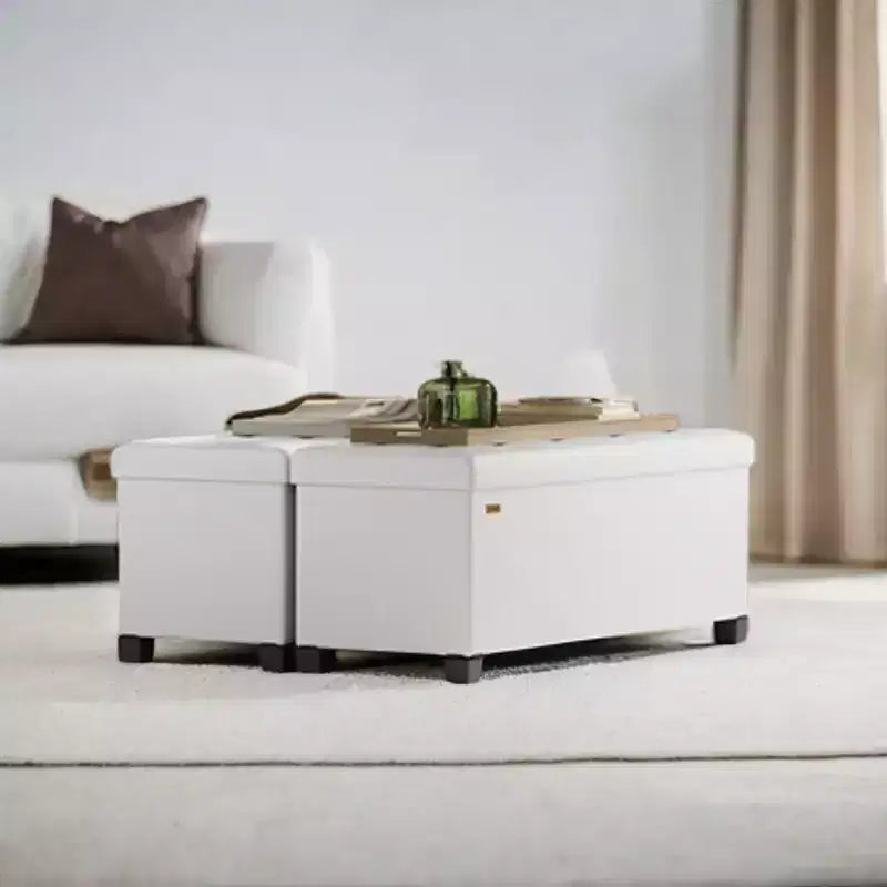 Storage Ottoman Bench with Legs, 15 x 43 x 15.7 Inches, 30 Gal. (112 L) Capacity, Synthetic Leather, Multi-Functional Footrest and Seat