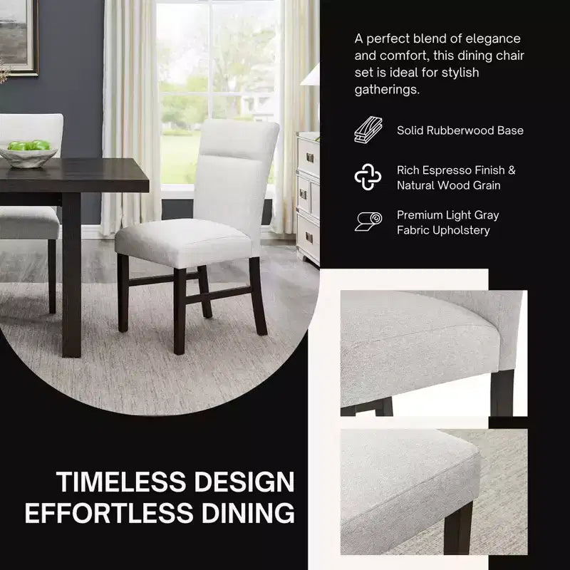 Roundhill Furniture Madison Contemporary Upholstered Dining Chairs, Set of 2, Gray