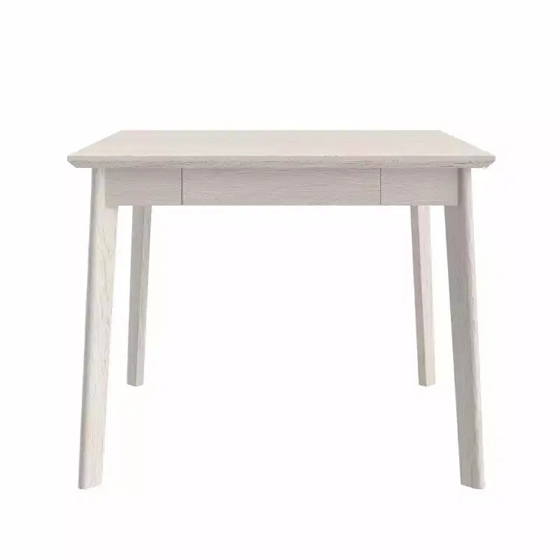 VECELO Rustic Square Dining Table, Rubber Wood Table with 4 Solid Wood Legs & 2 Storage Drawers for Kitchen, Gray