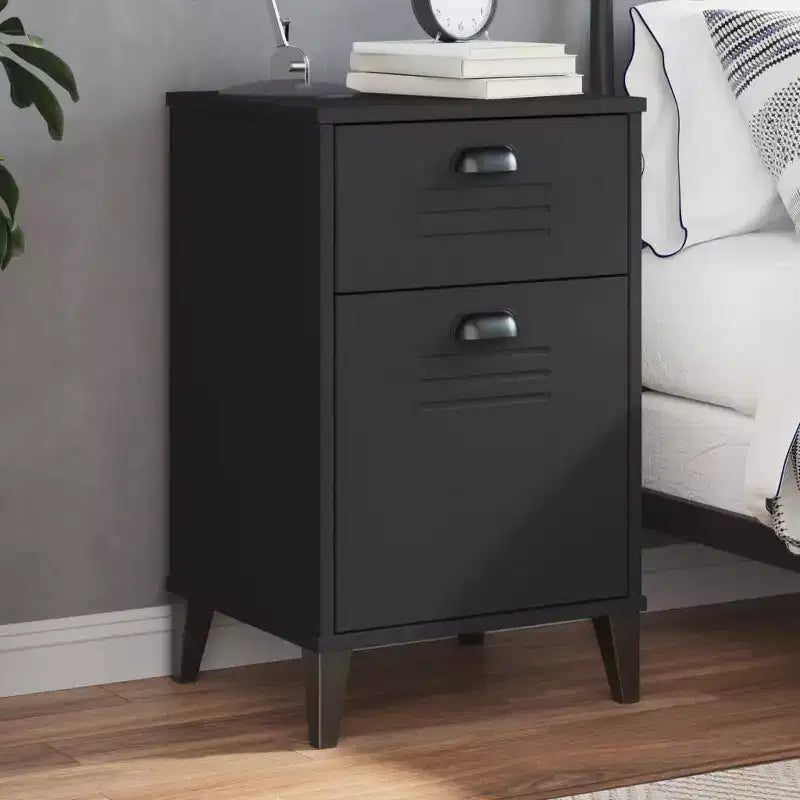 vidaXL Bedside Table Engineered Wood, Plastic, Medium - White, Black, Anthracite Gray