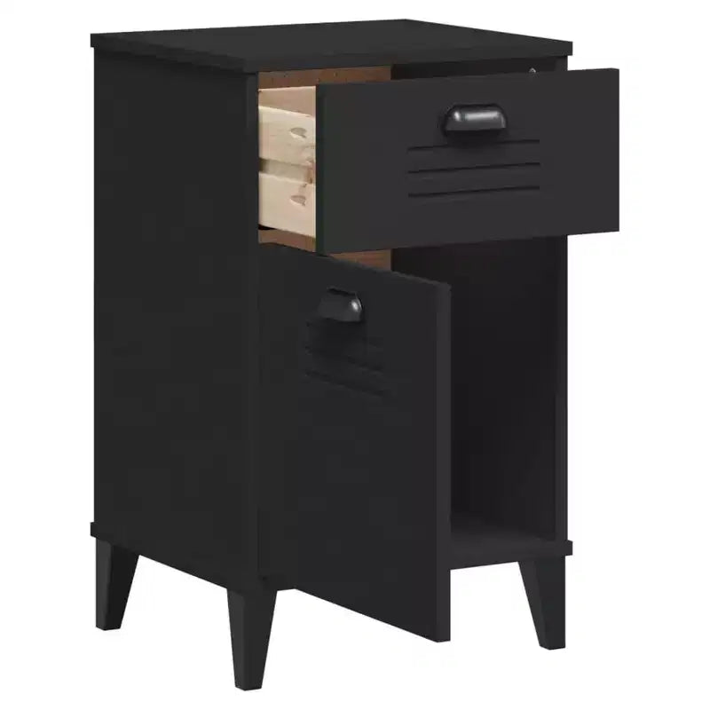 vidaXL Bedside Table Engineered Wood, Plastic, Medium - White, Black, Anthracite Gray