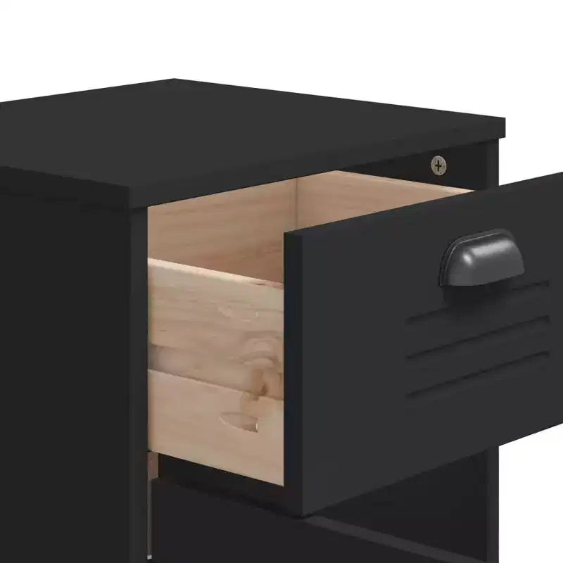 vidaXL Bedside Table Engineered Wood, Plastic, Medium - White, Black, Anthracite Gray