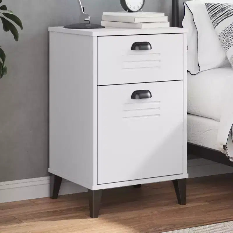 vidaXL Bedside Table Engineered Wood, Plastic, Medium - White, Black, Anthracite Gray