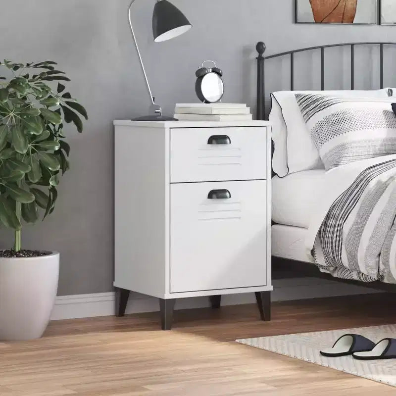 vidaXL Bedside Table Engineered Wood, Plastic, Medium - White, Black, Anthracite Gray