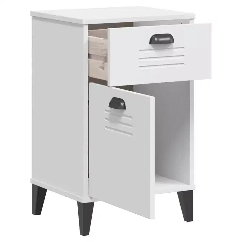 vidaXL Bedside Table Engineered Wood, Plastic, Medium - White, Black, Anthracite Gray