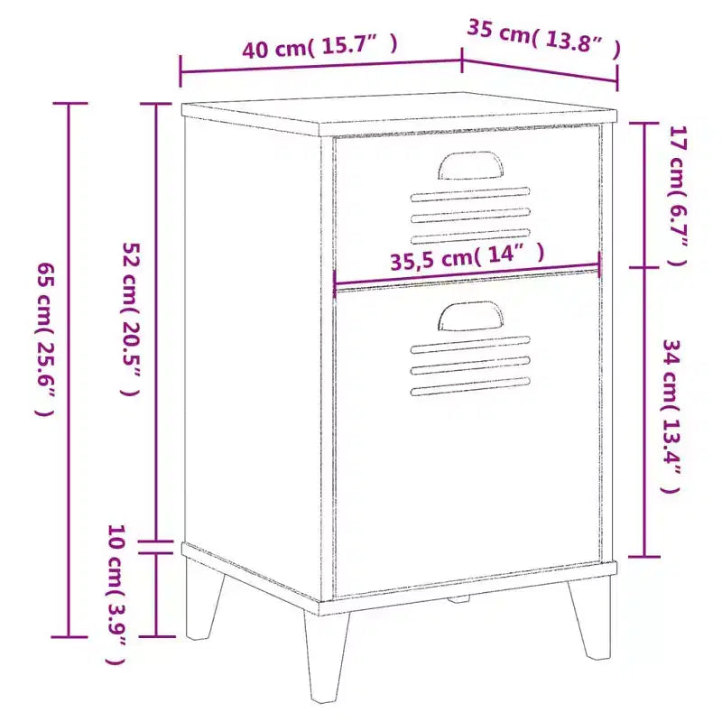 vidaXL Bedside Table Engineered Wood, Plastic, Medium - White, Black, Anthracite Gray