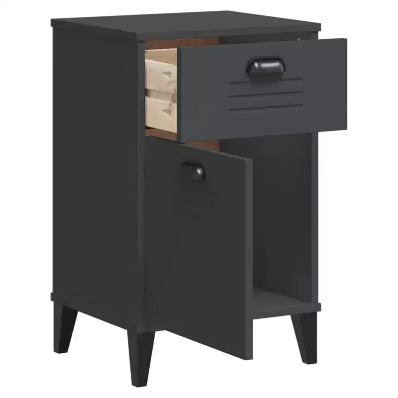 vidaXL Bedside Table Engineered Wood, Plastic, Medium - White, Black, Anthracite Gray
