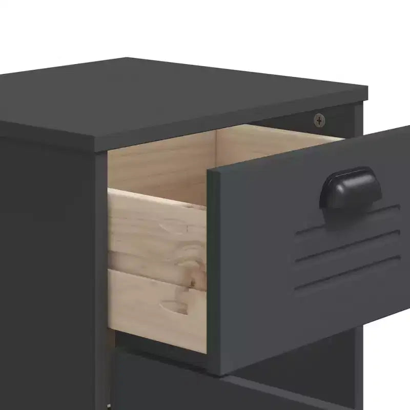 vidaXL Bedside Table Engineered Wood, Plastic, Medium - White, Black, Anthracite Gray