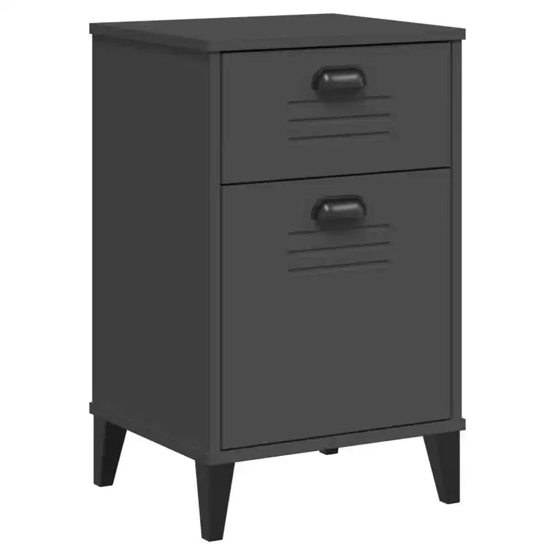 vidaXL Bedside Table Engineered Wood, Plastic, Medium - White, Black, Anthracite Gray
