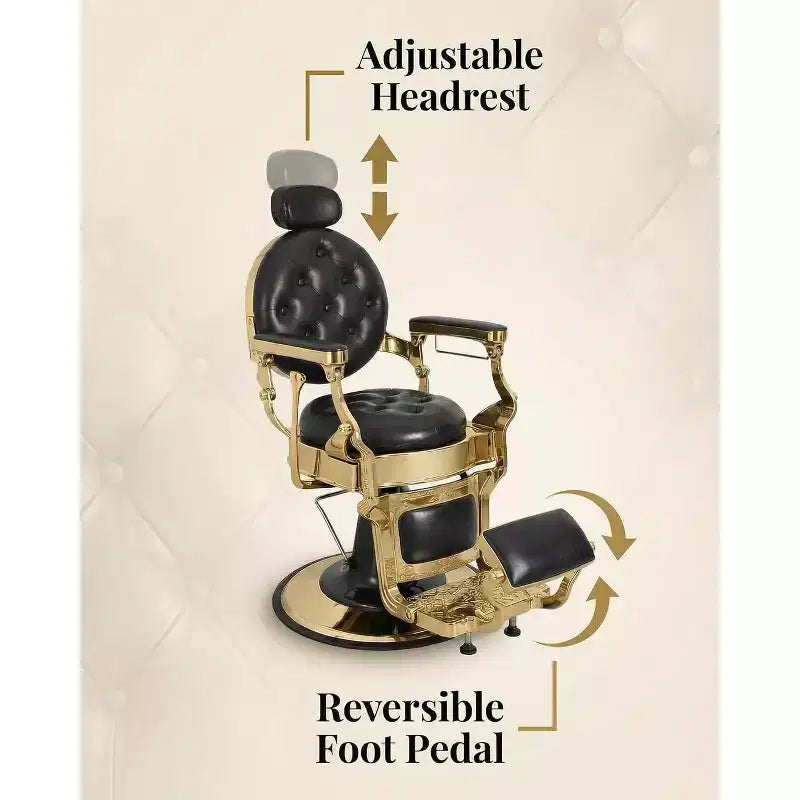 Heavy Duty Vintage Barber Chair, Adjustable Height, 360 Swivel, 700 LBS Support