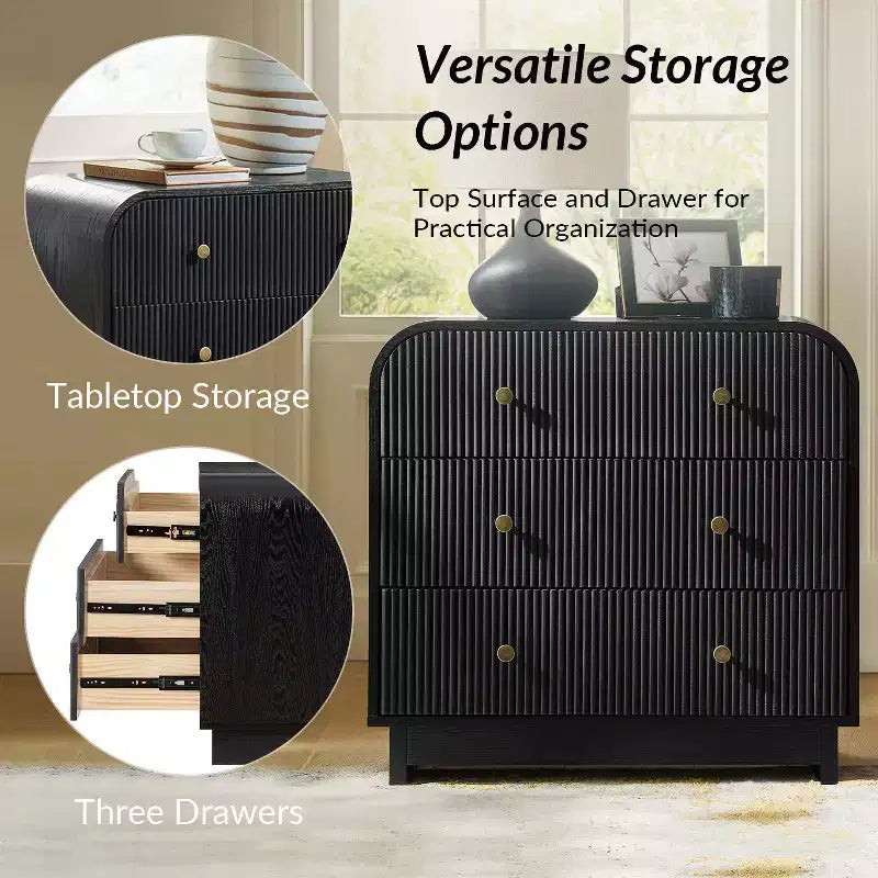 Ernest 27 Tall 3-Drawer End Tbale Set of 2 |Hulala Home-BLACK