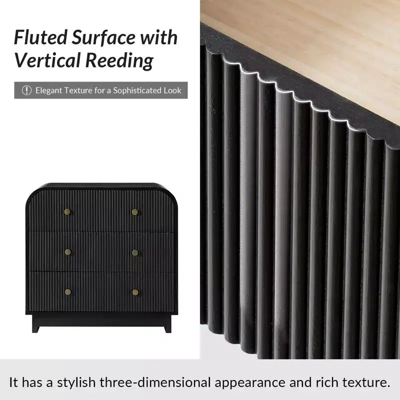 Ernest 27 Tall 3-Drawer End Tbale Set of 2 |Hulala Home-BLACK