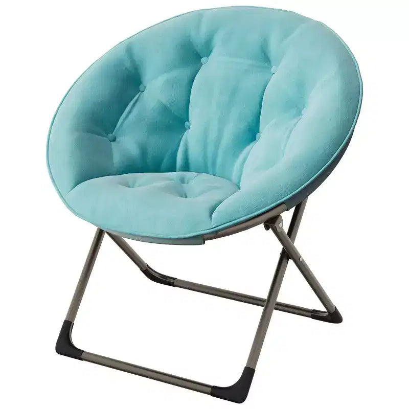Comfy Saucer Chairs, Black Folding Reading Lounge Chair, Cozy Faux Fur Living Room Chair with Soft Thick Padded Seat & Metal Frame, Modern Style