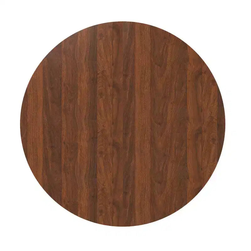 47 Modern Round Dining Table for 4, Farmhouse Kitchen Table with Wood Strip Base, Pedestal Table for Dining Room-Panipeachy