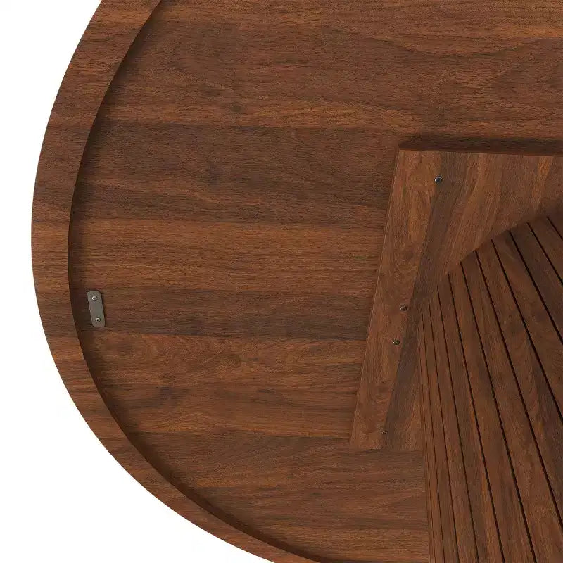 47 Modern Round Dining Table for 4, Farmhouse Kitchen Table with Wood Strip Base, Pedestal Table for Dining Room-Panipeachy