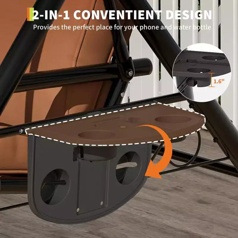Coolmee 3 Seat Outdoor Porch Swing, 2-in-1 Patio Swing Chair with Thickened Removable Cushions, Weather Resistant Steel Frame for Backyard, Garden