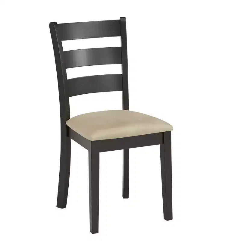 Kensington Black Wood Beige Microfiber Ladder Back Dining Chairs (Set of 2) - Black/Beige - iNSPIREQ
