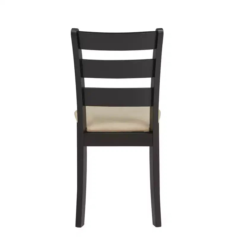 Kensington Black Wood Beige Microfiber Ladder Back Dining Chairs (Set of 2) - Black/Beige - iNSPIREQ