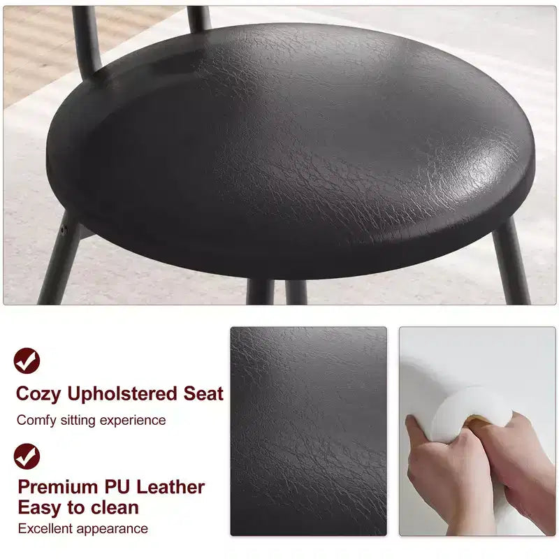 Rattan Kitchen Chairs with Metal Legs, Modern Upholstered Dining Chairs with Thick Cushions for Small Space