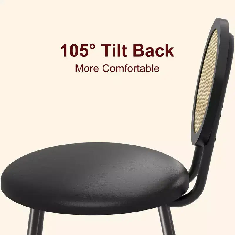 Rattan Kitchen Chairs with Metal Legs, Modern Upholstered Dining Chairs with Thick Cushions for Small Space