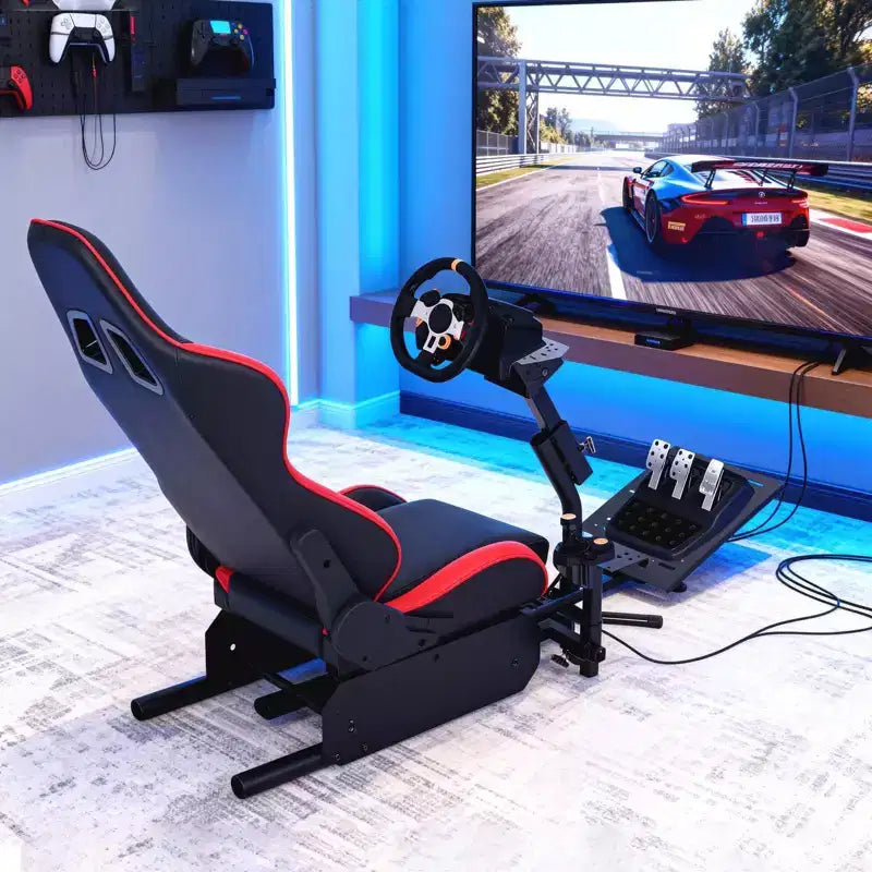 Racing Wheel Stand,Foldable Racing Simulator Cockpit for g923/g920/g29, Steering Wheel Stand & Foot Pedal Angle Adjustable, Fanatec, Hori, Mad Catz.