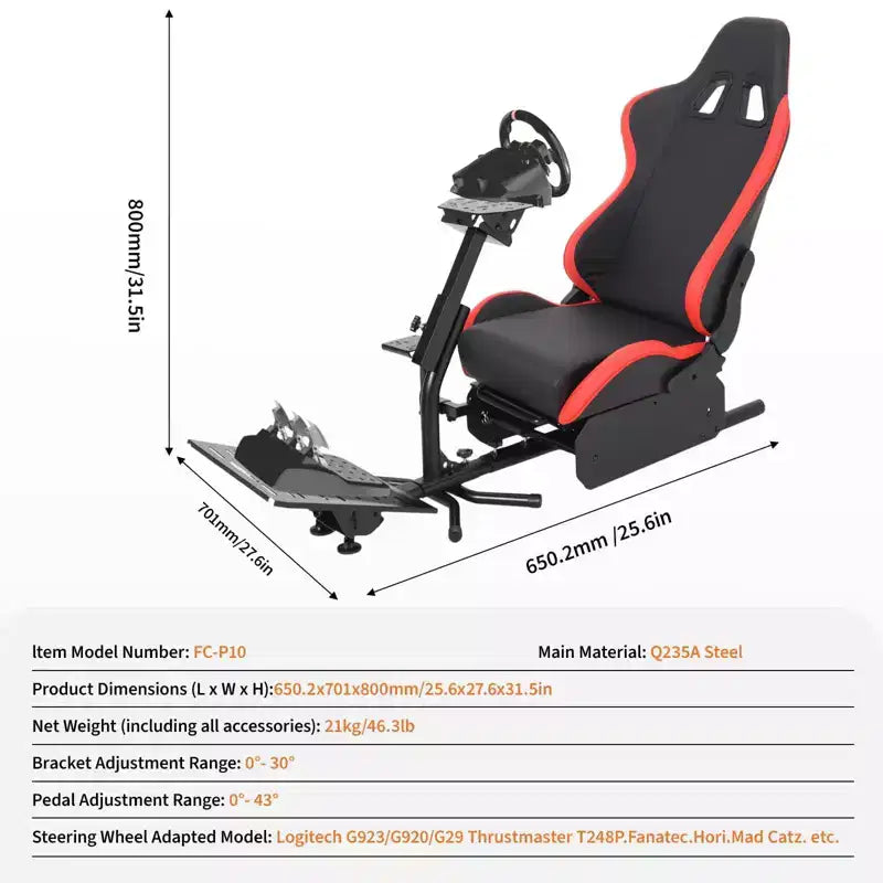 Racing Wheel Stand,Foldable Racing Simulator Cockpit for g923/g920/g29, Steering Wheel Stand & Foot Pedal Angle Adjustable, Fanatec, Hori, Mad Catz.