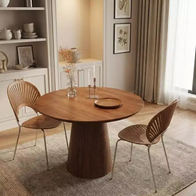43'' Round Dining Table for 4 - Modern Wood Kitchen Table with Sturdy Pedestal Base, Space-Saving Design for Small Spaces, Apartments, Easy Assembly