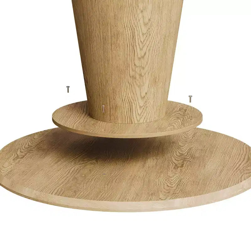 43'' Round Dining Table for 4 - Modern Wood Kitchen Table with Sturdy Pedestal Base, Space-Saving Design for Small Spaces, Apartments, Easy Assembly
