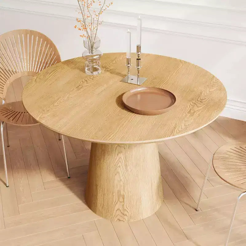 43'' Round Dining Table for 4 - Modern Wood Kitchen Table with Sturdy Pedestal Base, Space-Saving Design for Small Spaces, Apartments, Easy Assembly