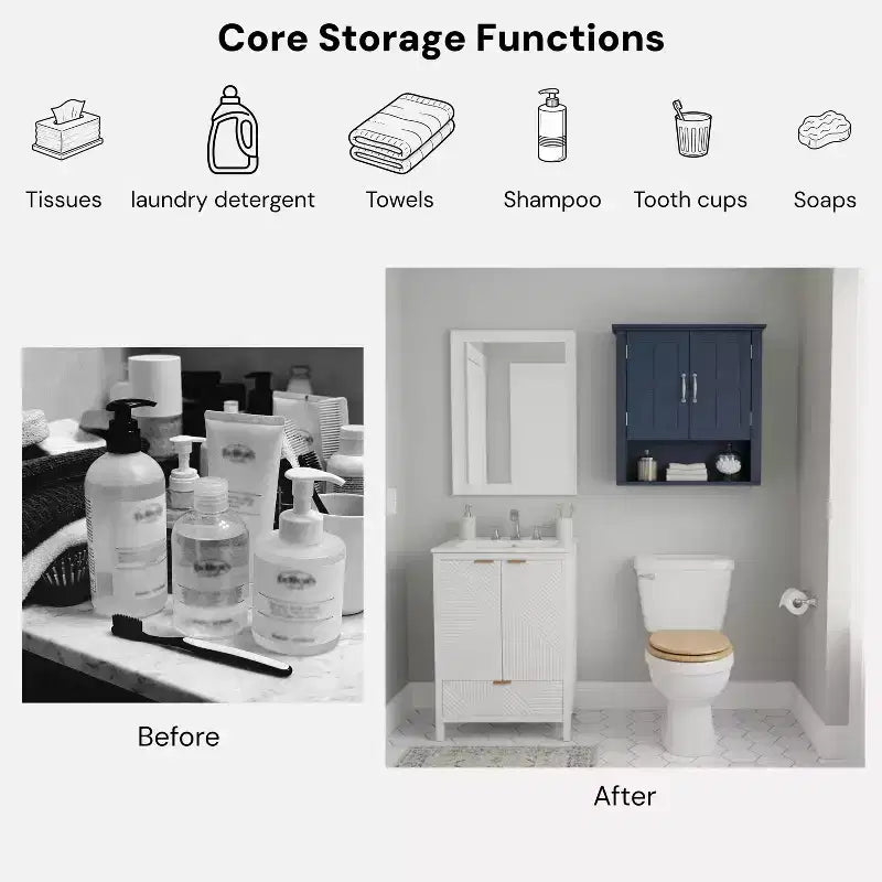 Christopher Knight Home Everett Modern Wood Wall Mounted Bathroom Storage Cabinet with Adjustable Shelve