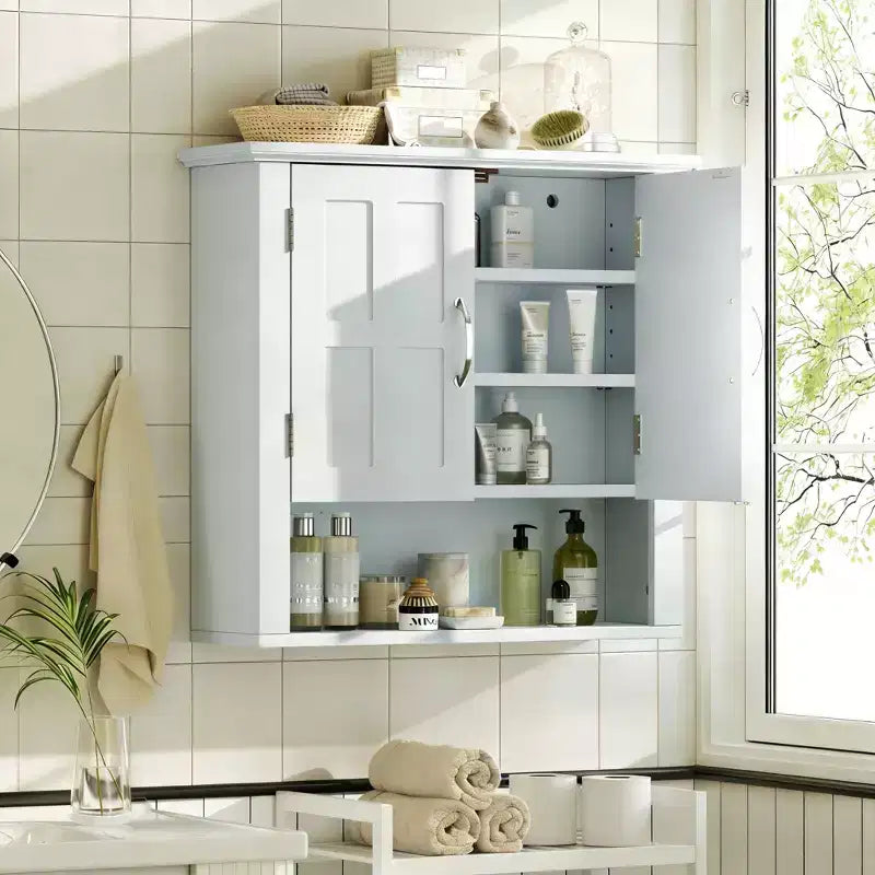 Christopher Knight Home Everett Modern Wood Wall Mounted Bathroom Storage Cabinet with Adjustable Shelve
