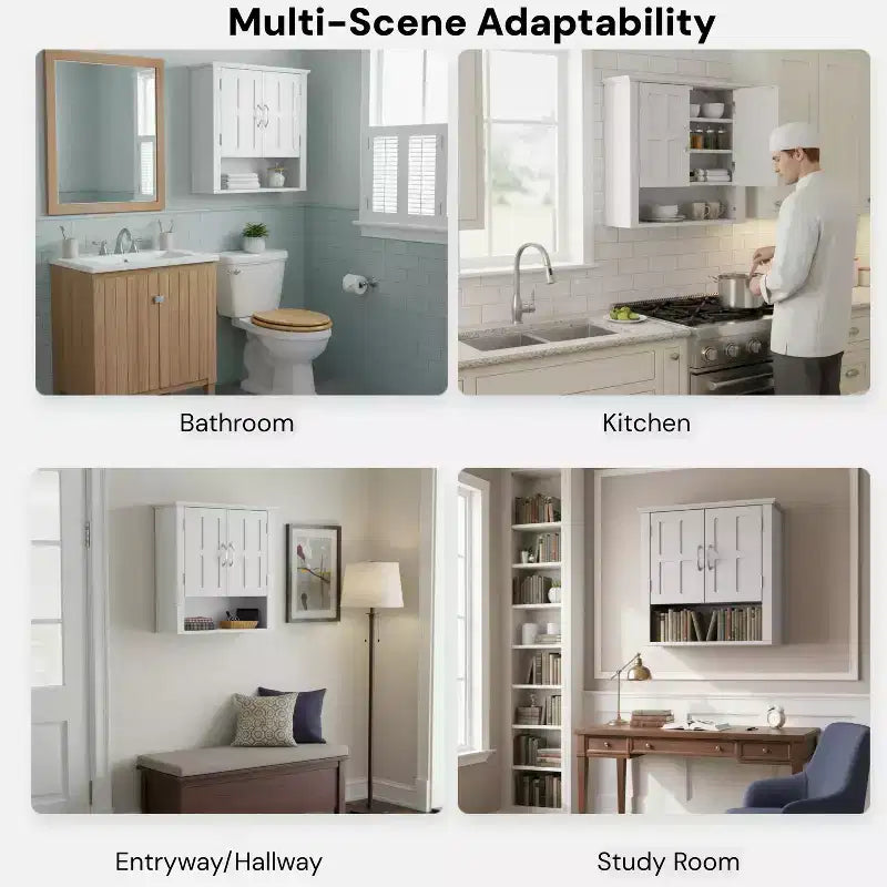 Christopher Knight Home Everett Modern Wood Wall Mounted Bathroom Storage Cabinet with Adjustable Shelve