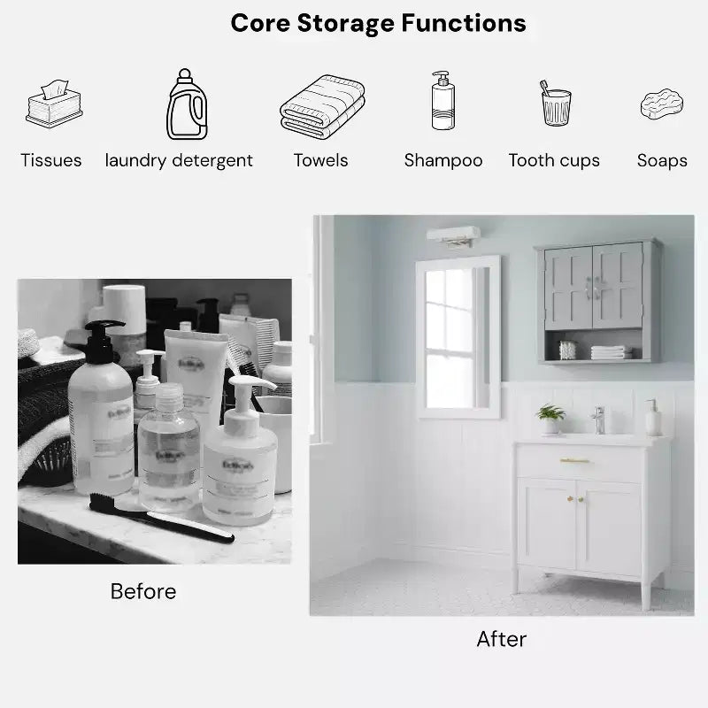Christopher Knight Home Everett Modern Wood Wall Mounted Bathroom Storage Cabinet with Adjustable Shelve