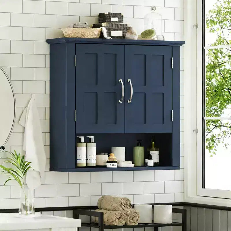 Christopher Knight Home Everett Modern Wood Wall Mounted Bathroom Storage Cabinet with Adjustable Shelve
