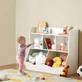 Wood Kid Storage Cubby, Toy Storage Organizer with Bookshelf, 5-Cubby Wood Toy Storage Cabinet, Children Book Toy Shelf for Kids Room
