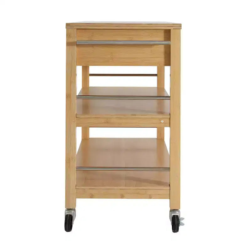 Christopher Knight Home Ottilia Bamboo Rolling Kitchen Cart with 2 Drawers and Open Shelves