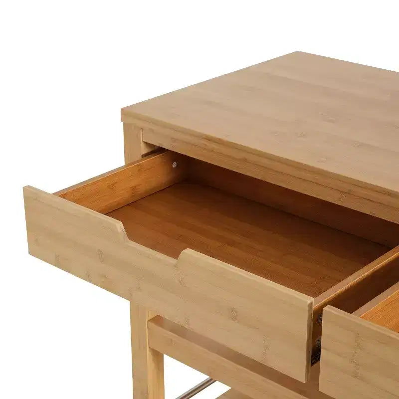 Christopher Knight Home Ottilia Bamboo Rolling Kitchen Cart with 2 Drawers and Open Shelves