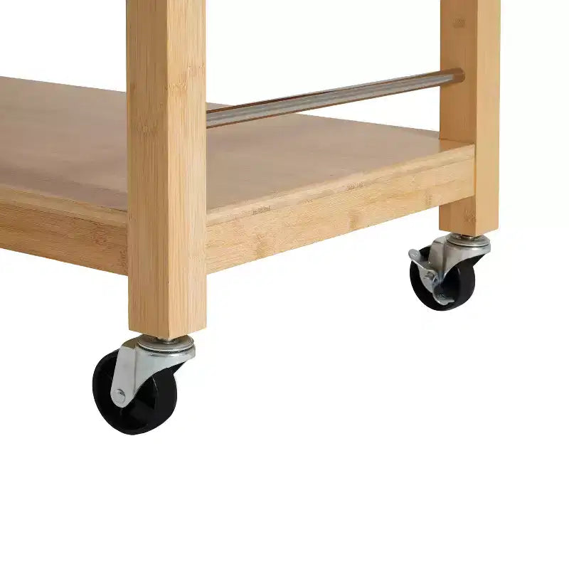 Christopher Knight Home Ottilia Bamboo Rolling Kitchen Cart with 2 Drawers and Open Shelves