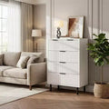 COZONY Fluted 5-Drawer Dresser Modern Wood Chest w/ Wide Drawers & Metal Legs, Natural Oak