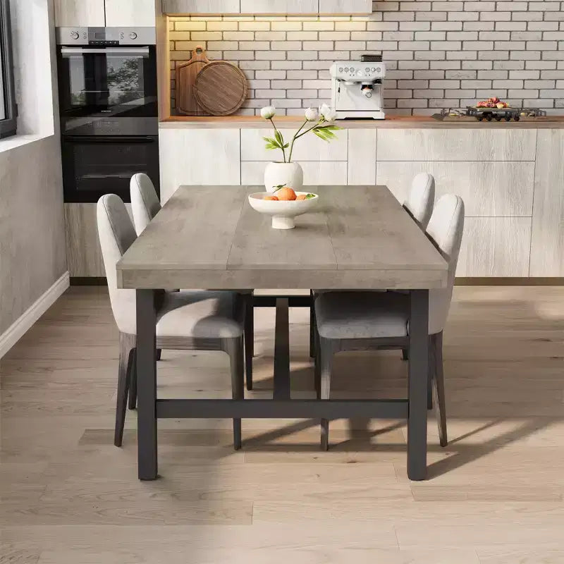 Modern Industrial Dining Table for 6-8, Rectangular Wooden Table with Heavy-Duty Metal Legs, Easy Assembly, for Kitchen, Dining Room, Apartment