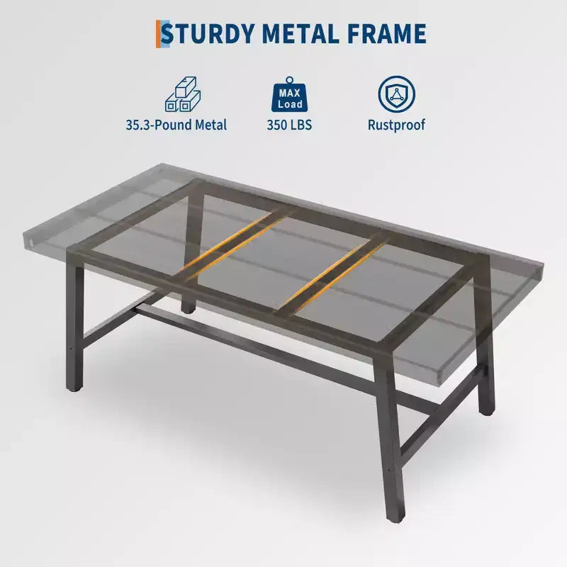 Modern Industrial Dining Table for 6-8, Rectangular Wooden Table with Heavy-Duty Metal Legs, Easy Assembly, for Kitchen, Dining Room, Apartment