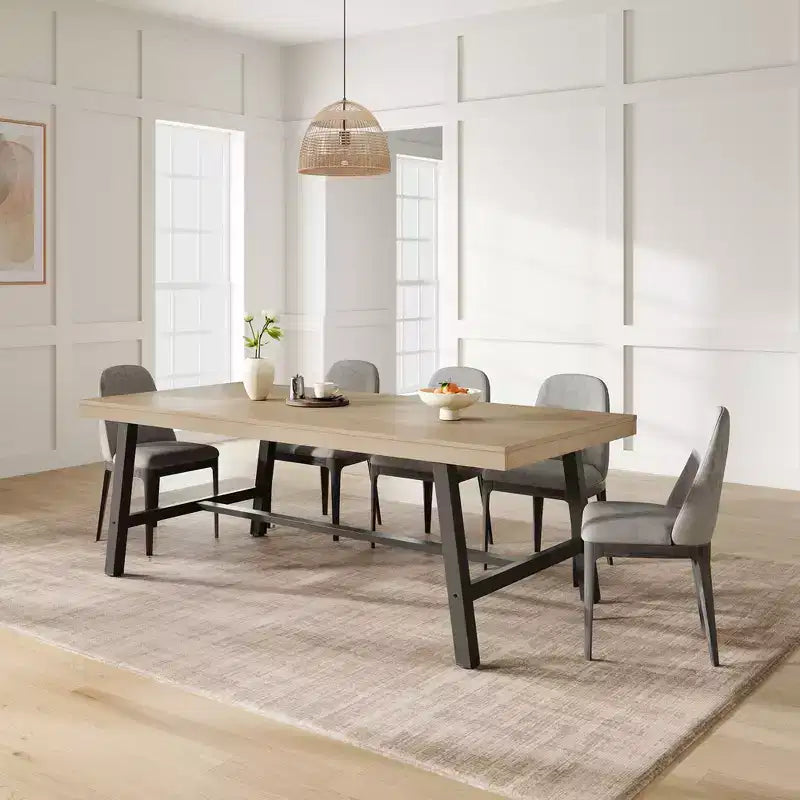 Modern Industrial Dining Table for 6-8, Rectangular Wooden Table with Heavy-Duty Metal Legs, Easy Assembly, for Kitchen, Dining Room, Apartment