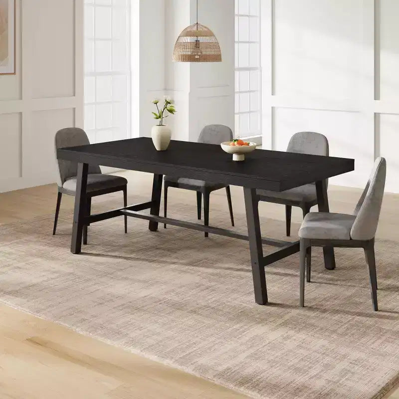 Modern Industrial Dining Table for 6-8, Rectangular Wooden Table with Heavy-Duty Metal Legs, Easy Assembly, for Kitchen, Dining Room, Apartment