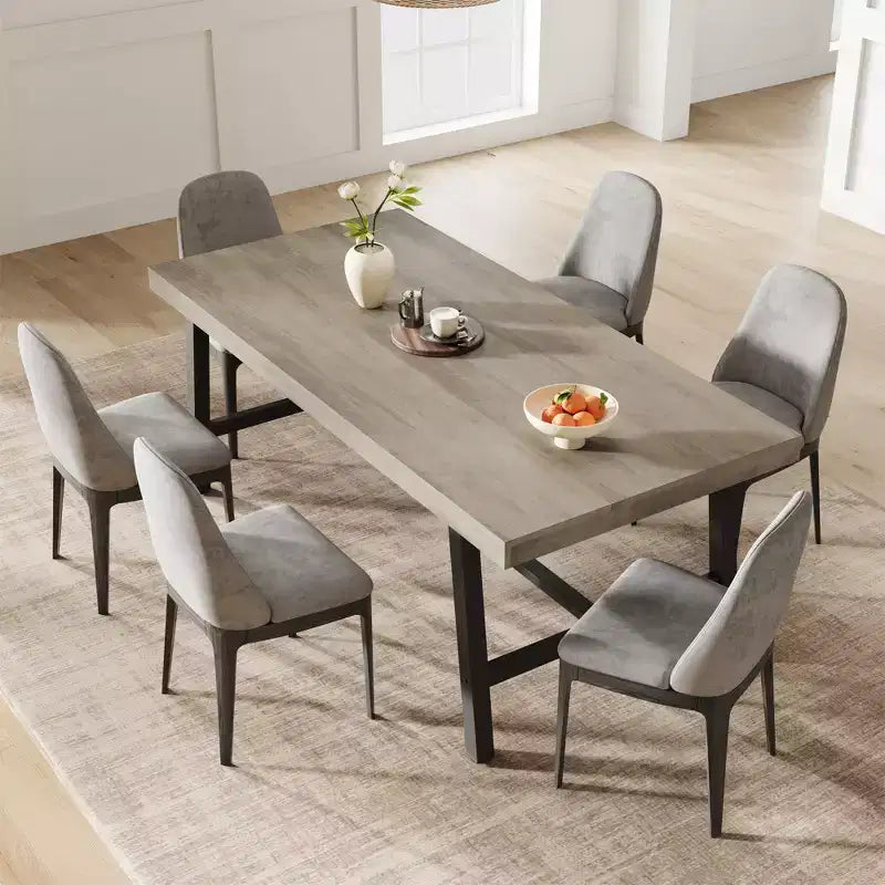 Modern Industrial Dining Table for 6-8, Rectangular Wooden Table with Heavy-Duty Metal Legs, Easy Assembly, for Kitchen, Dining Room, Apartment