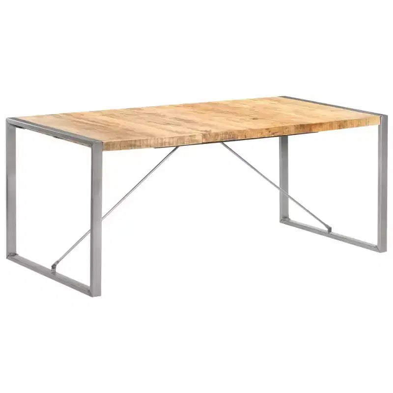 Colorful Solid Wood Dining Table with Steel Frame, Various Sizes